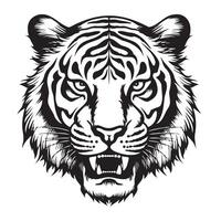 Tiger head growling sketch hand drawn in doodle style vector