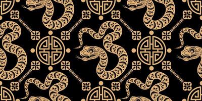 Seamless pattern happy chinese new year 2025 the snake zodiac sign vector