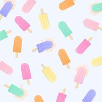 Pastel ice cream pattern on white background vector