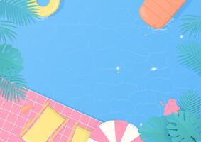 Swimming pool and tropical trees background vector