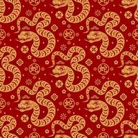 Seamless pattern happy chinese new year 2025 the snake zodiac sign with asian elements paper cut style on color background. vector