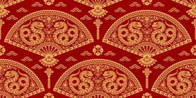 Seamless pattern happy chinese new year 2025 the snake zodiac sign vector