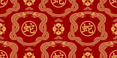 Seamless pattern happy chinese new year 2025 the snake zodiac sign vector