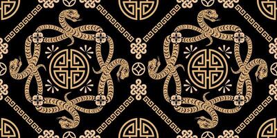 Seamless pattern happy chinese new year 2025 the snake zodiac sign vector