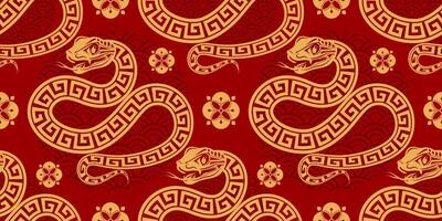 Seamless pattern happy chinese new year 2025 the snake zodiac sign vector