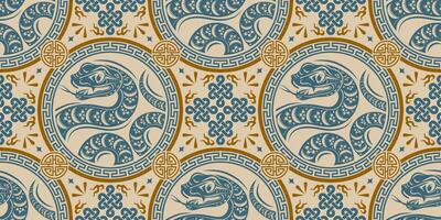 Seamless pattern happy chinese new year 2025 the snake zodiac sign vector