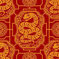 Seamless pattern happy chinese new year 2025 the snake zodiac sign with asian elements paper cut style on color background. vector