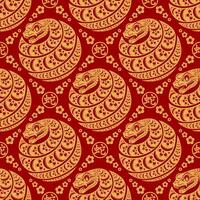 Seamless pattern happy chinese new year 2025 the snake zodiac sign with asian elements paper cut style on color background. vector