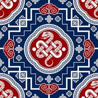 Seamless pattern happy chinese new year 2025 the snake zodiac sign with asian elements paper cut style on color background. vector