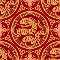 Seamless pattern happy chinese new year 2025 the snake zodiac sign with asian elements paper cut style on color background. vector