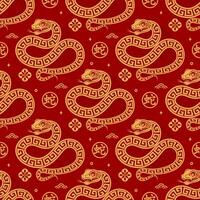 Seamless pattern happy chinese new year 2025 the snake zodiac sign with asian elements paper cut style on color background. vector