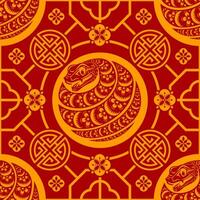 Seamless pattern happy chinese new year 2025 the snake zodiac sign with asian elements paper cut style on color background. vector