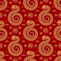 Seamless pattern happy chinese new year 2025 the snake zodiac sign with asian elements paper cut style on color background. vector