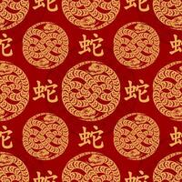 Seamless pattern happy chinese new year 2025 the snake zodiac sign with asian elements paper cut style on color background. vector