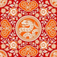 Seamless pattern happy chinese new year 2025 the snake zodiac sign with asian elements paper cut style on color background. vector