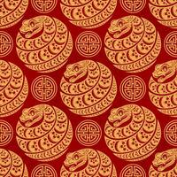 Seamless pattern happy chinese new year 2025 the snake zodiac sign with asian elements paper cut style on color background. vector