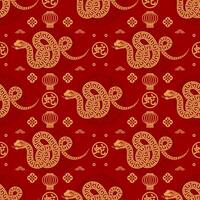 Seamless pattern happy chinese new year 2025 the snake zodiac sign with asian elements paper cut style on color background. vector