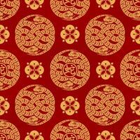 Seamless pattern happy chinese new year 2025 the snake zodiac sign with asian elements paper cut style on color background. vector