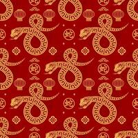 Seamless pattern happy chinese new year 2025 the snake zodiac sign with asian elements paper cut style on color background. vector
