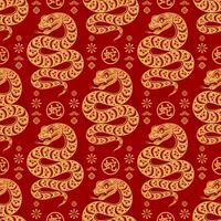 Seamless pattern happy chinese new year 2025 the snake zodiac sign with asian elements paper cut style on color background. vector