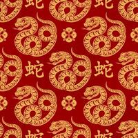 Seamless pattern happy chinese new year 2025 the snake zodiac sign with asian elements paper cut style on color background. vector