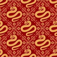 Seamless pattern happy chinese new year 2025 the snake zodiac sign with asian elements paper cut style on color background. vector