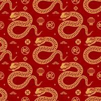 Seamless pattern happy chinese new year 2025 the snake zodiac sign with asian elements paper cut style on color background. vector