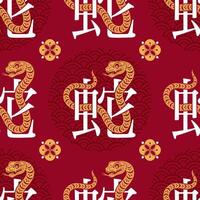 Seamless pattern happy chinese new year 2025 the snake zodiac sign with asian elements paper cut style on color background. vector