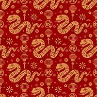 Seamless pattern happy chinese new year 2025 the snake zodiac sign with asian elements paper cut style on color background. vector