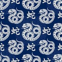 Seamless pattern happy chinese new year 2025 the snake zodiac sign with asian elements paper cut style on color background. vector