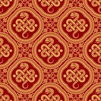 Seamless pattern happy chinese new year 2025 the snake zodiac sign with asian elements paper cut style on color background. vector