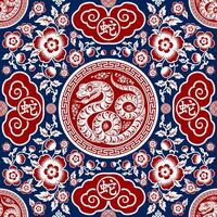 Seamless pattern happy chinese new year 2025 the snake zodiac sign with asian elements paper cut style on color background. vector