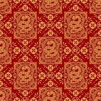 Seamless pattern happy chinese new year 2025 the snake zodiac sign with asian elements paper cut style on color background. vector