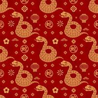 Seamless pattern happy chinese new year 2025 the snake zodiac sign with asian elements paper cut style on color background. vector