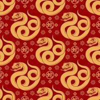 Seamless pattern happy chinese new year 2025 the snake zodiac sign with asian elements paper cut style on color background. vector