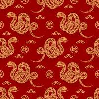 Seamless pattern happy chinese new year 2025 the snake zodiac sign with asian elements paper cut style on color background. vector