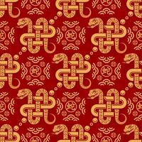 Seamless pattern happy chinese new year 2025 the snake zodiac sign with asian elements paper cut style on color background. vector