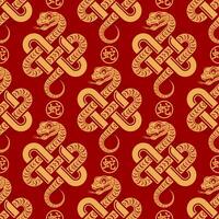 Seamless pattern happy chinese new year 2025 the snake zodiac sign with asian elements paper cut style on color background. vector