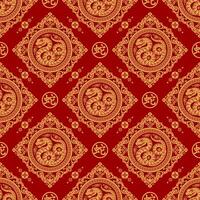Seamless pattern happy chinese new year 2025 the snake zodiac sign with asian elements paper cut style on color background. vector