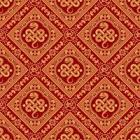 Seamless pattern happy chinese new year 2025 the snake zodiac sign with asian elements paper cut style on color background. vector