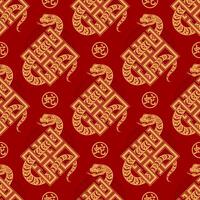 Seamless pattern happy chinese new year 2025 the snake zodiac sign with asian elements paper cut style on color background. vector