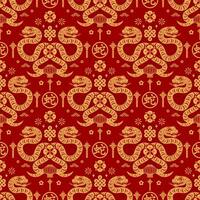 Seamless pattern happy chinese new year 2025 the snake zodiac sign with asian elements paper cut style on color background. vector