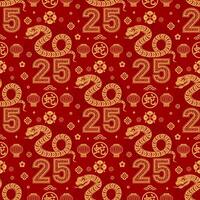 Seamless pattern happy chinese new year 2025 the snake zodiac sign with asian elements paper cut style on color background. vector