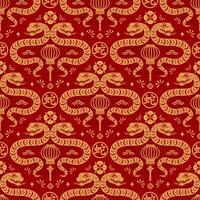 Seamless pattern happy chinese new year 2025 the snake zodiac sign with asian elements paper cut style on color background. vector