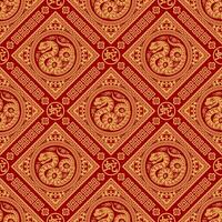 Seamless pattern happy chinese new year 2025 the snake zodiac sign with asian elements paper cut style on color background. vector