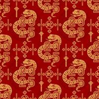 Seamless pattern happy chinese new year 2025 the snake zodiac sign with asian elements paper cut style on color background. vector