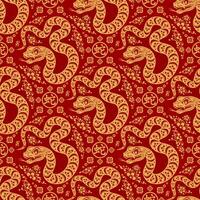 Seamless pattern happy chinese new year 2025 the snake zodiac sign with asian elements paper cut style on color background. vector