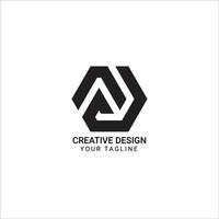 Creative AJ or JA or AD or DA initial flat hexagonal shape pattern modern brand unique logo design vector