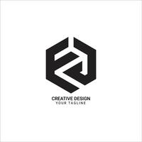 Creative FJ or JF initial modern brand unique hexagonal shape pattern logo design vector