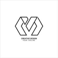 Creative VM or MV initial monogram line art pattern modern brand unique logo design vector